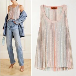 NWT MISSONI Sequin-Embellished Striped Metallic Ribbed-Knit Tank $1,120 40
